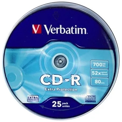 Verbatim CD-R записваеми CD 700MB 25бр цилиндрични 43432 (43432)