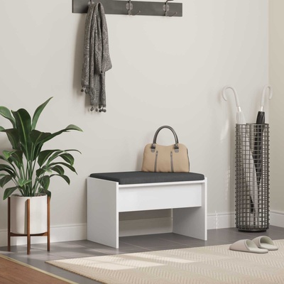 vidaXL Пейка за коридор с възглавница Бяло 63 x 38 x 40 см (891544)