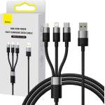 Baseus - Кабел за данни (P10319900111-01) - USB към Type-C, Lightning, Micro-USB, 100W, 1.5 м - Черен
