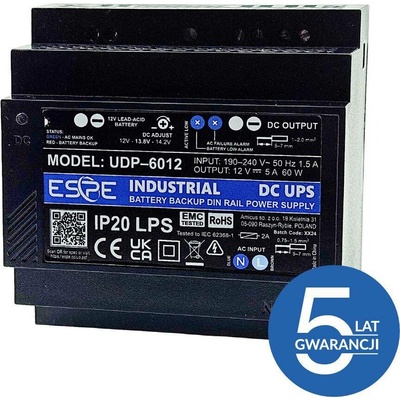 ESPE VYROVNÁVACÍ ZDROJ PRO DIN LIŠTU ESPEP-6012 12 V 60 W 5 A