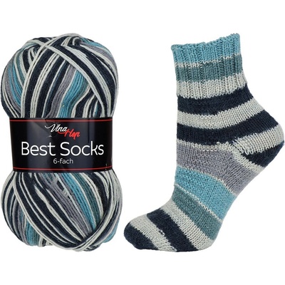 Vlna-hep Best socks 6-fach - 7365 modro-šedá