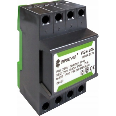 BREVE Jednofázový modulární transformátor PSS 20N 20VA 230/12V /na lištu/ 16012-9893
