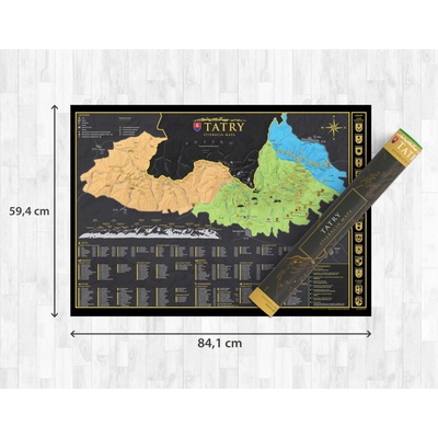 68travel Vysoké Tatry - stírací mapa 84 x 60 cm