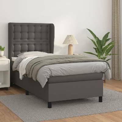 vidaXL 3129007 Boxspring postel s matrací umělá kůže / Barva Šedá