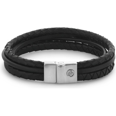 Rebel & Rose Pánsky kožený náramok s bezpečnostnou sponou Full Metal Premium Combo Black