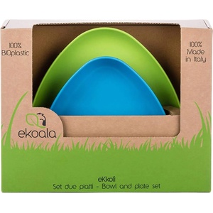 eKoala Еко комплект за хранене eKoala - 2 чинии, синьо и зелено (eK1008)