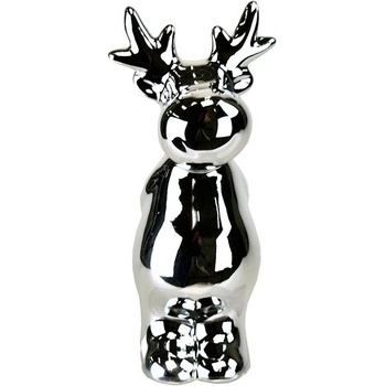 DOMMIO Vianočná dekorácia keramický sob strieborný 16 cm