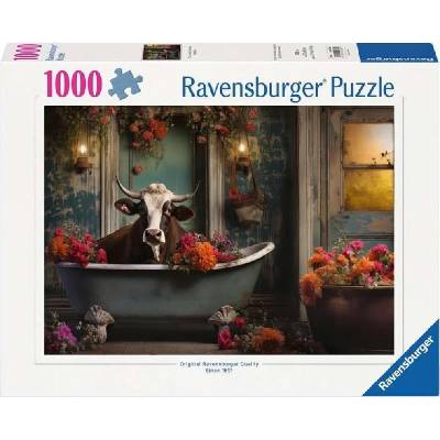 Ravensburger Пъзел Ravensburger от 1000 части - Крава във ваната (12000782)