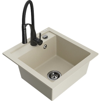 Mexen Vito едночашкова гранитна мивка с кухненски смесител Aster, бежов - 6503-69-73450-70-B (6503-69-73450-70-B)