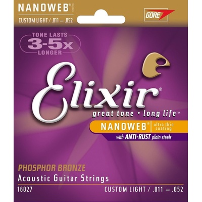 Elixir Acoustic NANOWEB Phosphor Bronze Custom Light