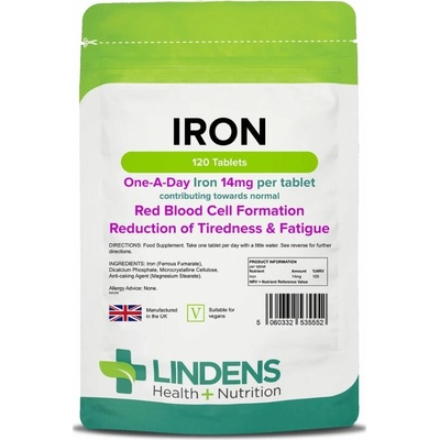 LINDENS Health + Nutrition Železo 14 mg 120 tabliet
