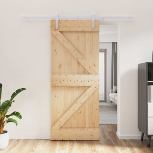 vidaXL Преплъзваща се врата Естествено и бяло 85 x 210 cm (3444946)