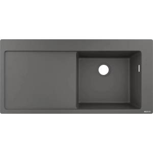 Hansgrohe S51 SilicaTec композитна мивка, сив камък, дясна, 105x51 см (43314290) Мивка за вграждане