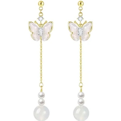 JAY Náušnice s mléčným opálem Ling motýl, stříbrné zapínání JAY-9202-ZS56085 Zlatá
