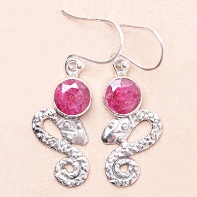 Nefertitis Rubín indický upravený náušnice stříbro Ag 925 67896 NF52368 - 2,1 cm, 4 g