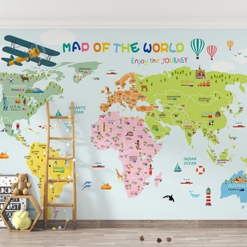 Image 1 of Art gift Фототапет Цветна карта на света