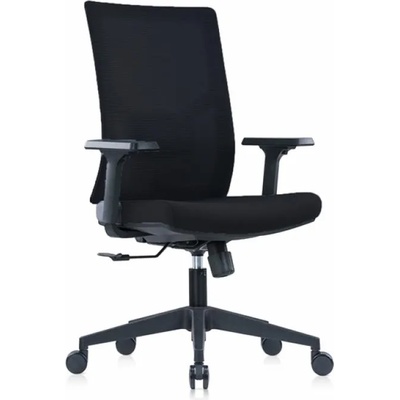 Ергономичен стол RFG Snow Black W, дамаска и меш, Multi-function механизъм, до 120 kg, черна седалка, черна облегалка