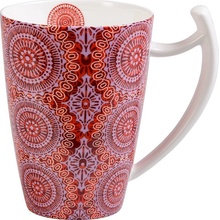 Bone China TeaLogic Sonji Fine porcelánový hrnek červený s mandaly 600 ml