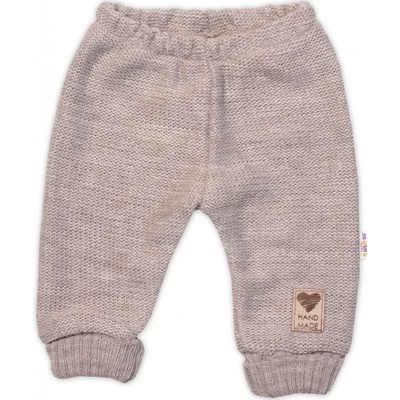 Baby Nellys Pletené dojčenské nohavice Hand Made béžové