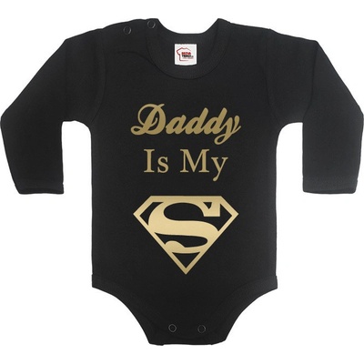 Body s potiskem Daddy is my Superhero Černá Canvas Dětské body Bezvatriko.cz
