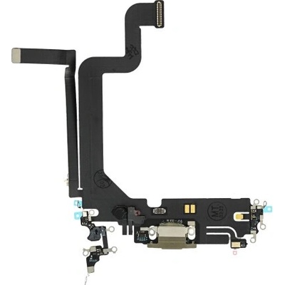 Резервен лентов кабел с Lightning конектора и долните микрофони за iPhone 14 Pro Max - OEM iPhone 14 Pro Max System Connector and Flex Cable (златист)