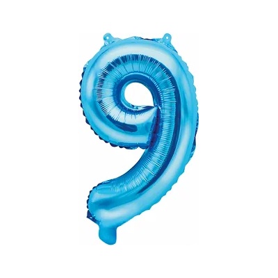 PartyDeco Балон от фолио Mini - число 9 син 35 см