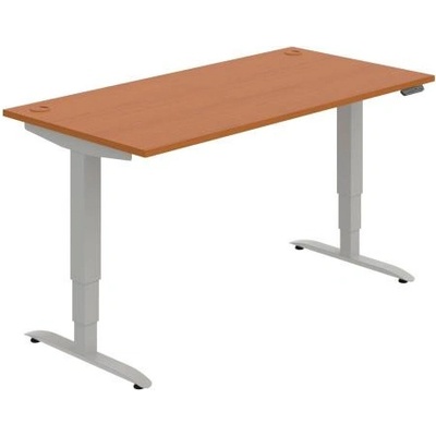 Hobis Pracovný stôl Motion, PO, 3S, 160x61-128x80 cm, čerešňa/sivá