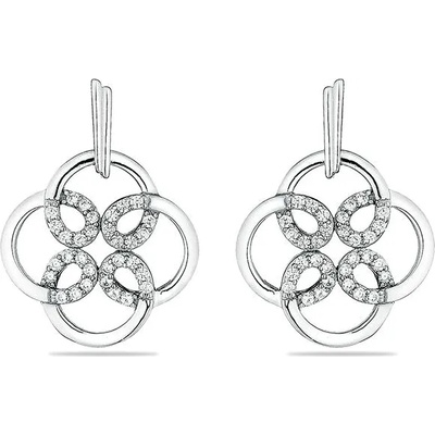 Swan Сребърни обици с вградени камъни цирконий JT7709E Swan