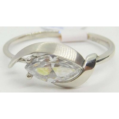 Klenoty Budín Dámský zlatý prsten ze bílého zlata s velkým zirkonem HK1219