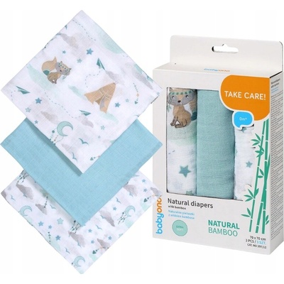 BabyOno bambusové Blue 70x70 cm 3 ks