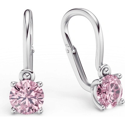 Danfil Dětské náušnice C4910 z bílého zlata s kamínky Pink, zapínání brizura