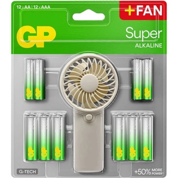 GP Batteries GP SUMMER PACK Алкални батерии Super AA x 12 бр. + Super AAA x 12 бр. + Fan/ Вентилатор/ GP BATTERIES (GP-BA-15A-24A-FANWETA21)