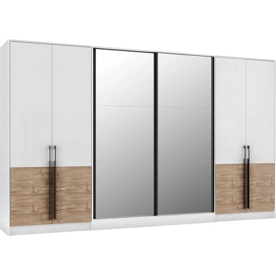 Мебели ДИМОВ Модулен гардероб Калифорния 343, 6 см бял гланц / антик