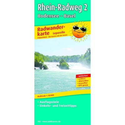 cyklomapa Rhein Radweg 2, Bodensee - Basel 1:50 t.