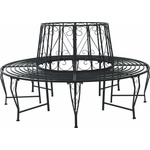 vidaXL Дървесен бенч Ø 160 x 89 см Стомана Черно Кръгла (42029499)