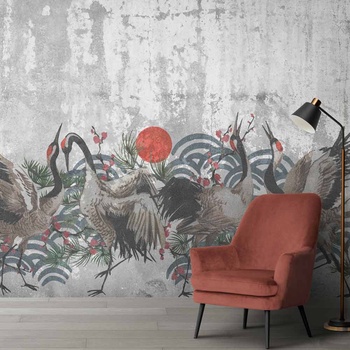 Decono Фототапет Жерави в Сиво