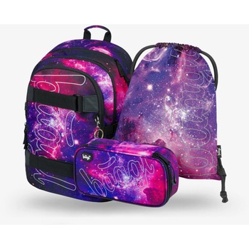 BAAGL Лилав комплект 3 скейт галактики: раница, моливник, чанта Baagl BAAGL | Lilav | Момичешки | ONE SIZE