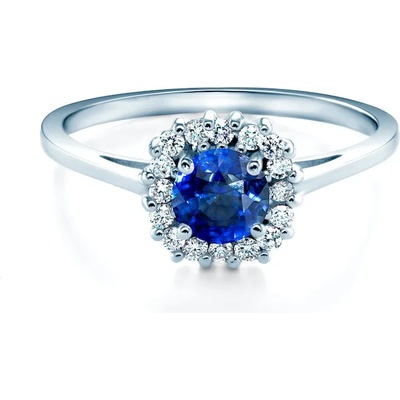 SAVICKI Годежен пръстен savicki: бяло злато, син сапфир