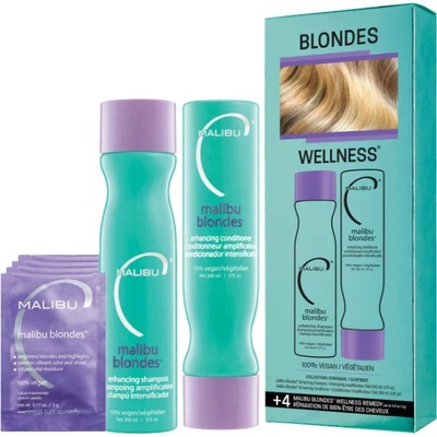 Malibu Blondes Enhancing Collection šampon 266 ml + kondicionér 266 ml + wellness sáčky 4 kusy dárková sada