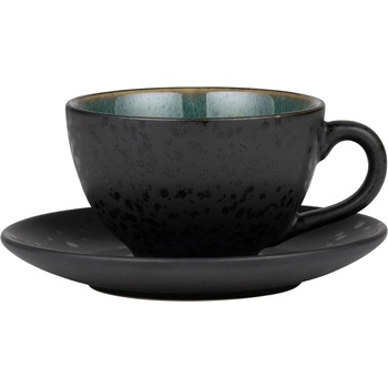 Bitz Чаша за чай с чинийка 220 мл, черно/зелено, Bitz (BITZ821344)