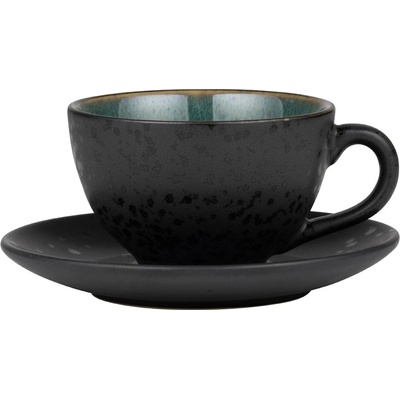 Bitz Чаша за чай с чинийка 220 мл, черно/зелено, Bitz (BITZ821344)