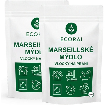 Ecorai Marseillské mýdlo, vločky na praní, originál 2 x 700 g