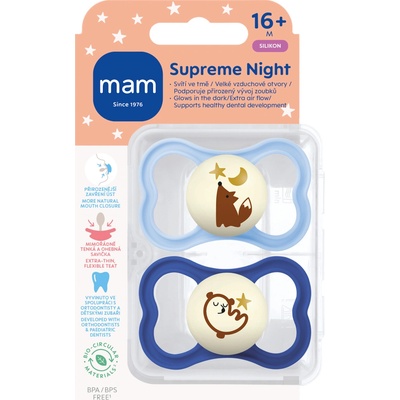 Mam dudlík Supreme Night modrá/tmavě modrá 2 ks