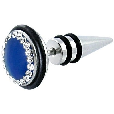 Šperky eshop falešný piercing s velikým modrým zirkonem E16.18