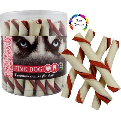 xFINE DOG Trubička bílá + mint 12 cm 35 ks