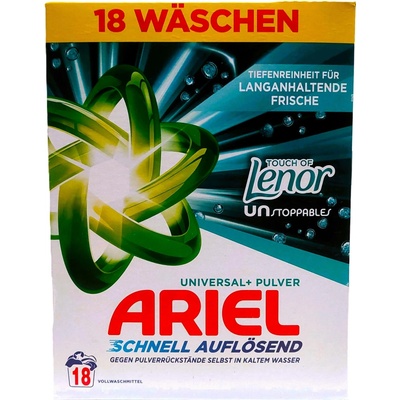 Ariel Univerzální prací prášek s vůní Lenor Touch of Unstoppables 18 PD 990 g