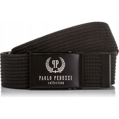 Paolo Peruzzi pánský černý plátěný pásek ke kalhotám módní