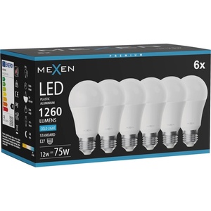 Mexen Nova 6x LED крушка E27, A60, 12W, Студена - 6500K, 1260 lm - L100-E27-1265-01x06 (L100-E27-1265-01x06)