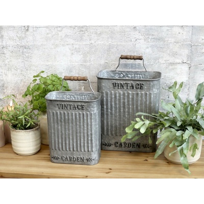 2ks zinkový antik box na květiny Vintage - 25*15*37cm - Chic Antique