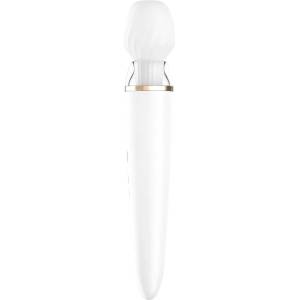 Satisfyer Double Wand-er - вибратор масажор с управление чрез приложение (бял)